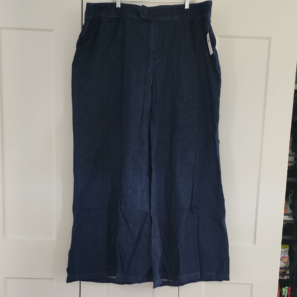 Blue Flare Jeans with Cropped Length